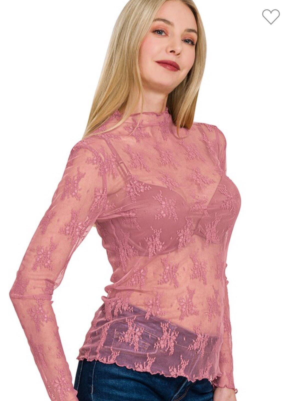 Sheer Lace Long Sleeve Top
