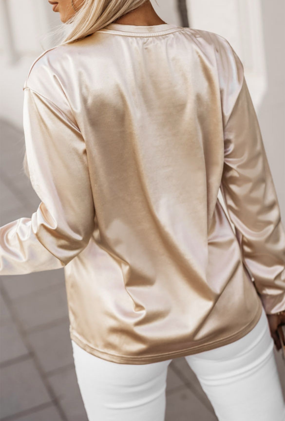 Apricot Long Sleeve Chest Pocket Tee