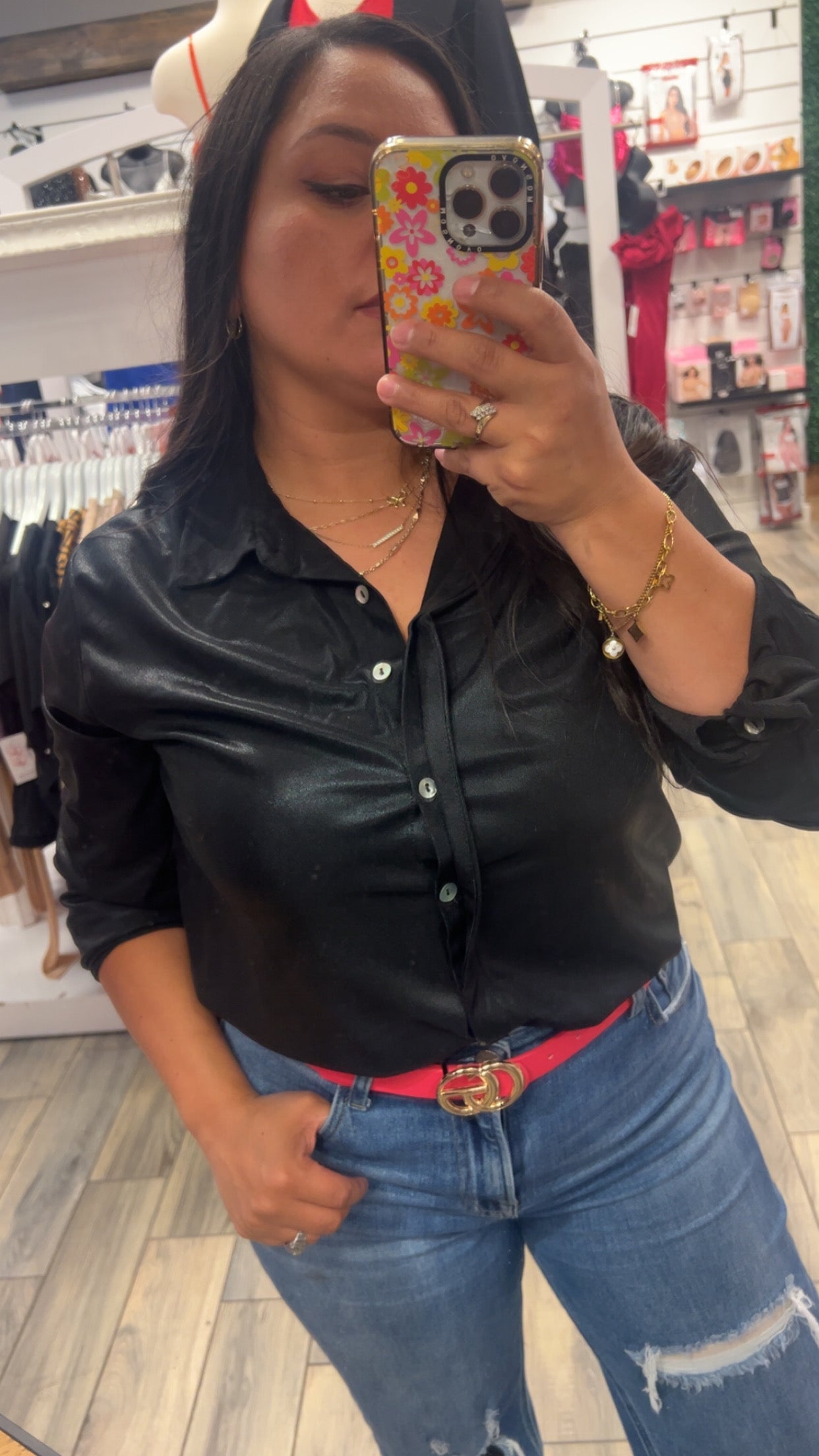 Black Button Blouse