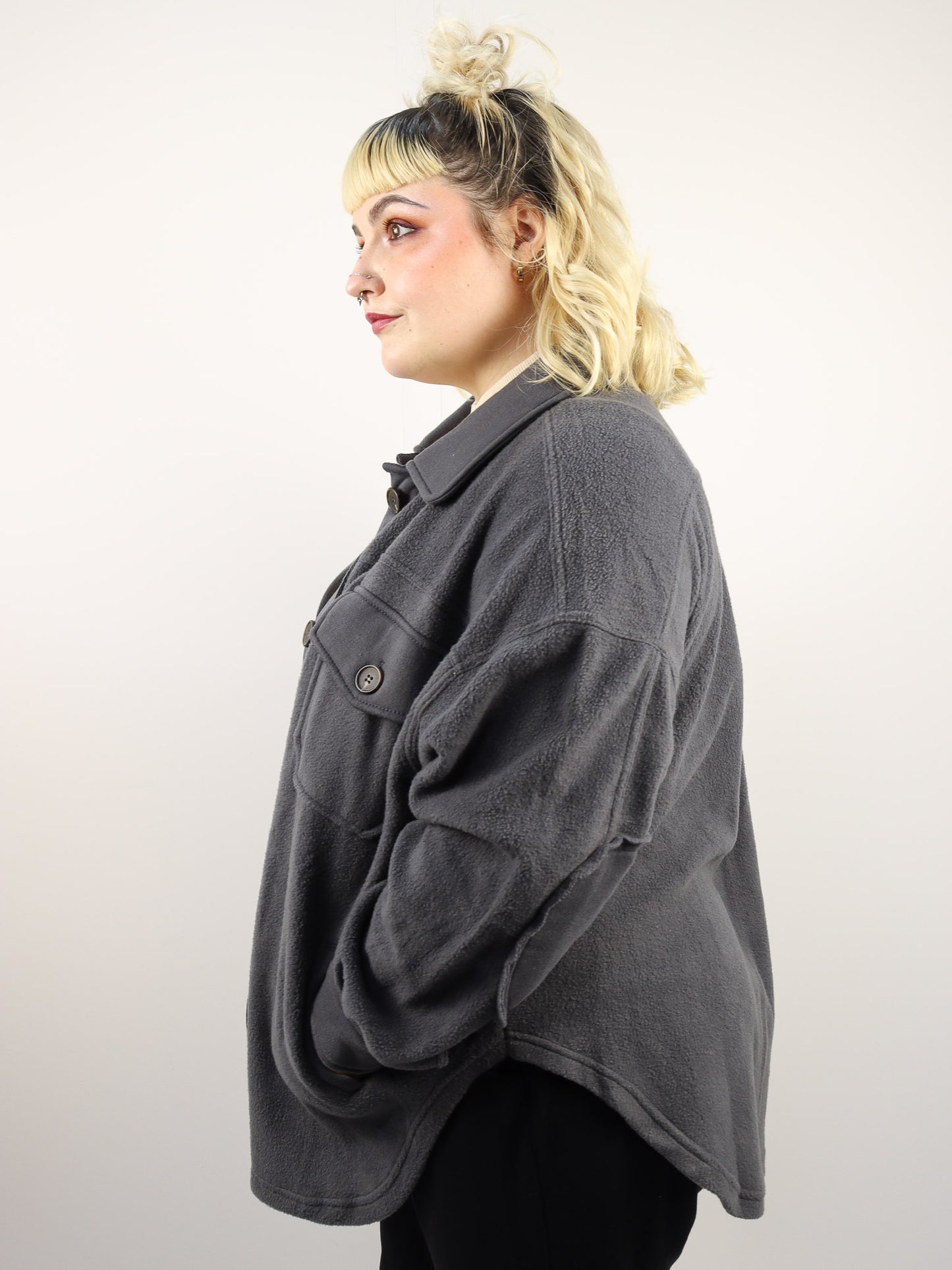 Charcoal Fleece Shacket