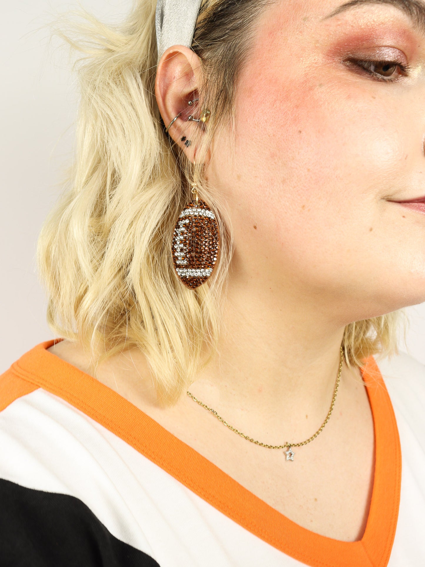 Rhinestone Football Earrings