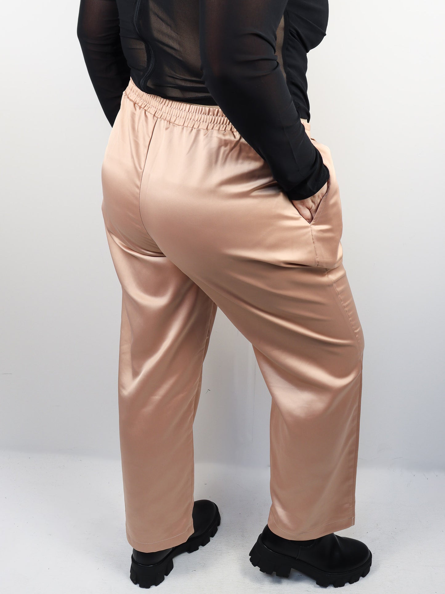 Plus Blush Satin Pants
