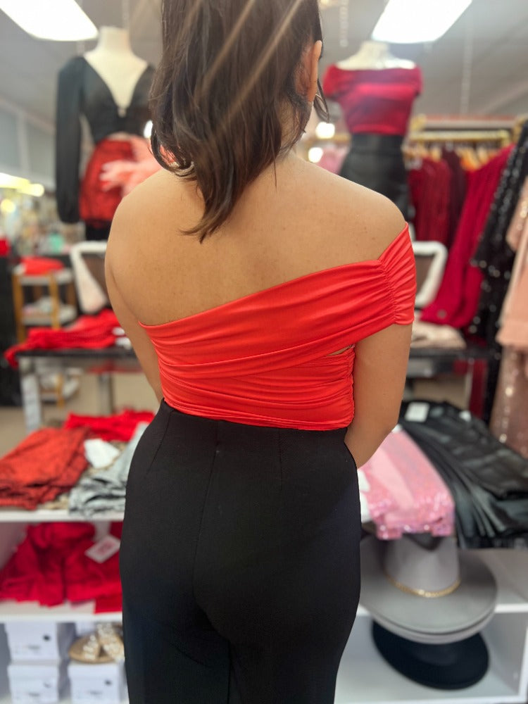 Red One Sided Tube Top