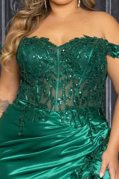 CD0186 Plus Floral Off The Shoulder Gown +