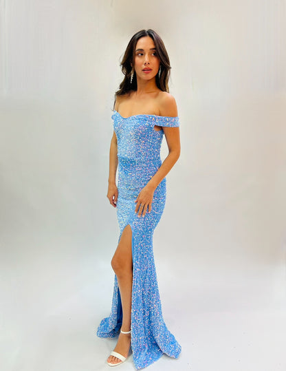 FSWD0012-M Sequin Off The Shoulder Gown