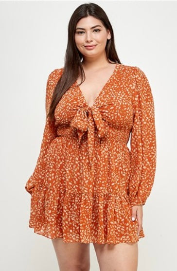 Fall Vibes Orange Long Sleeve Dress