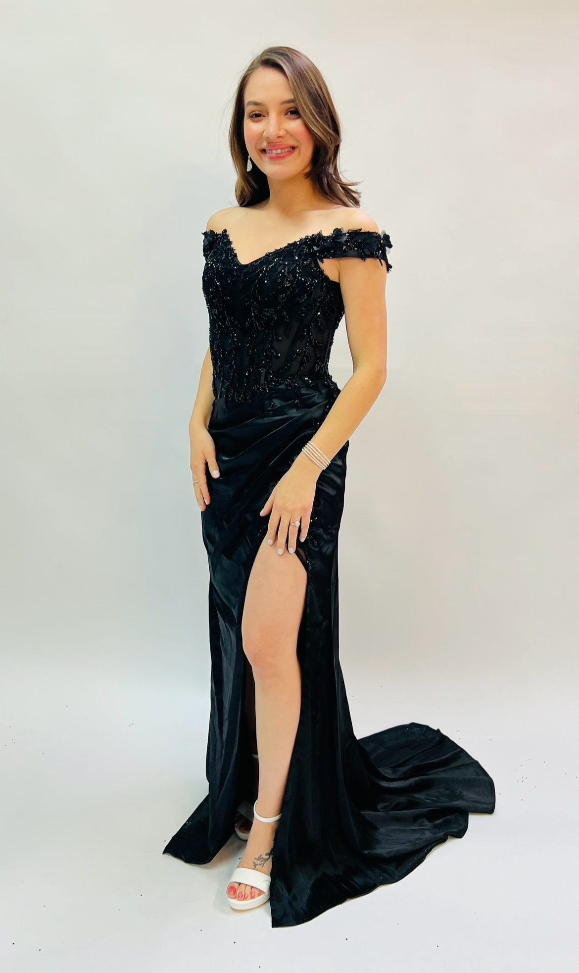 CD0186 Floral Off The Shoulder Gown