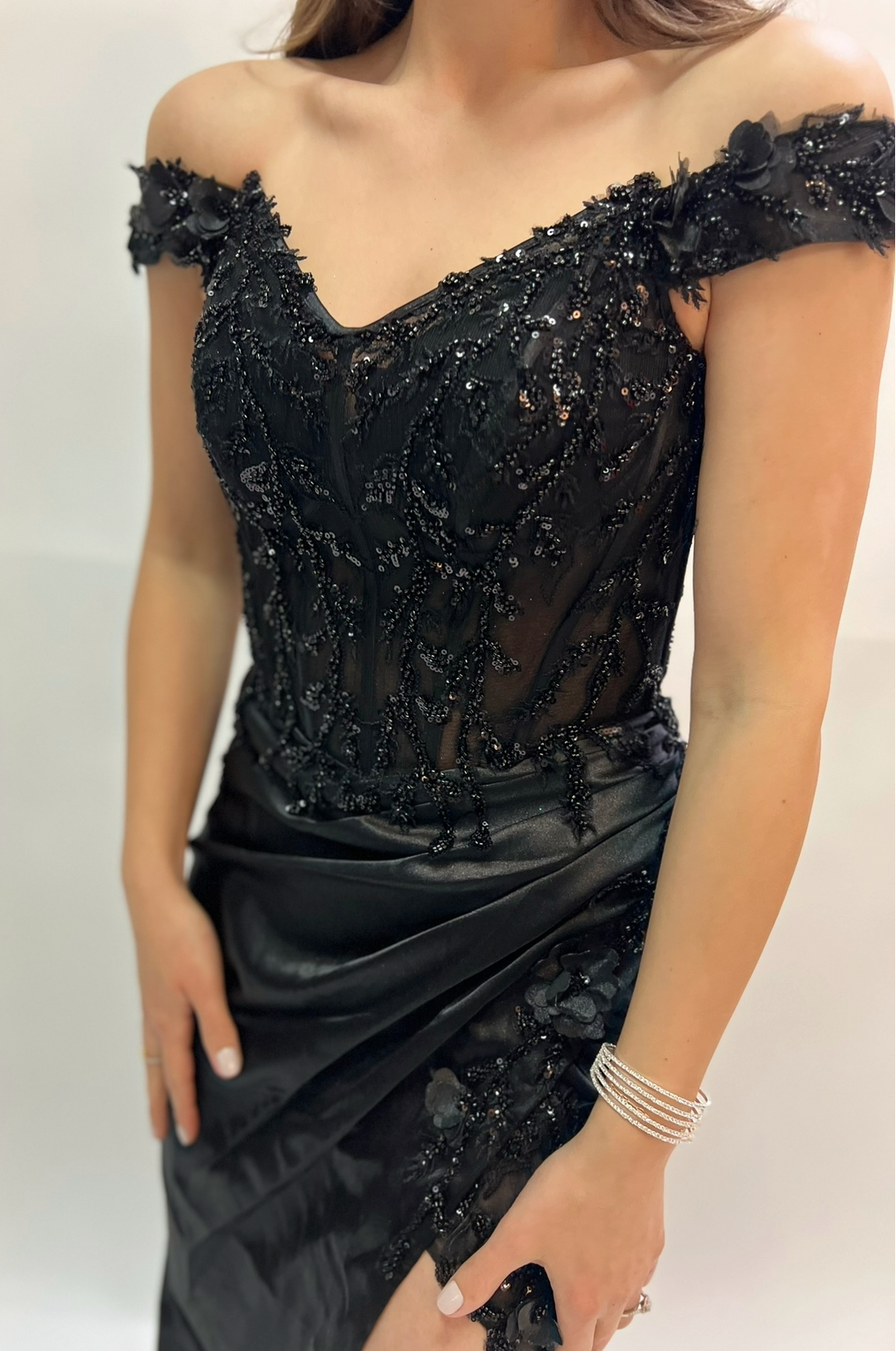 CD0186 Floral Off The Shoulder Gown