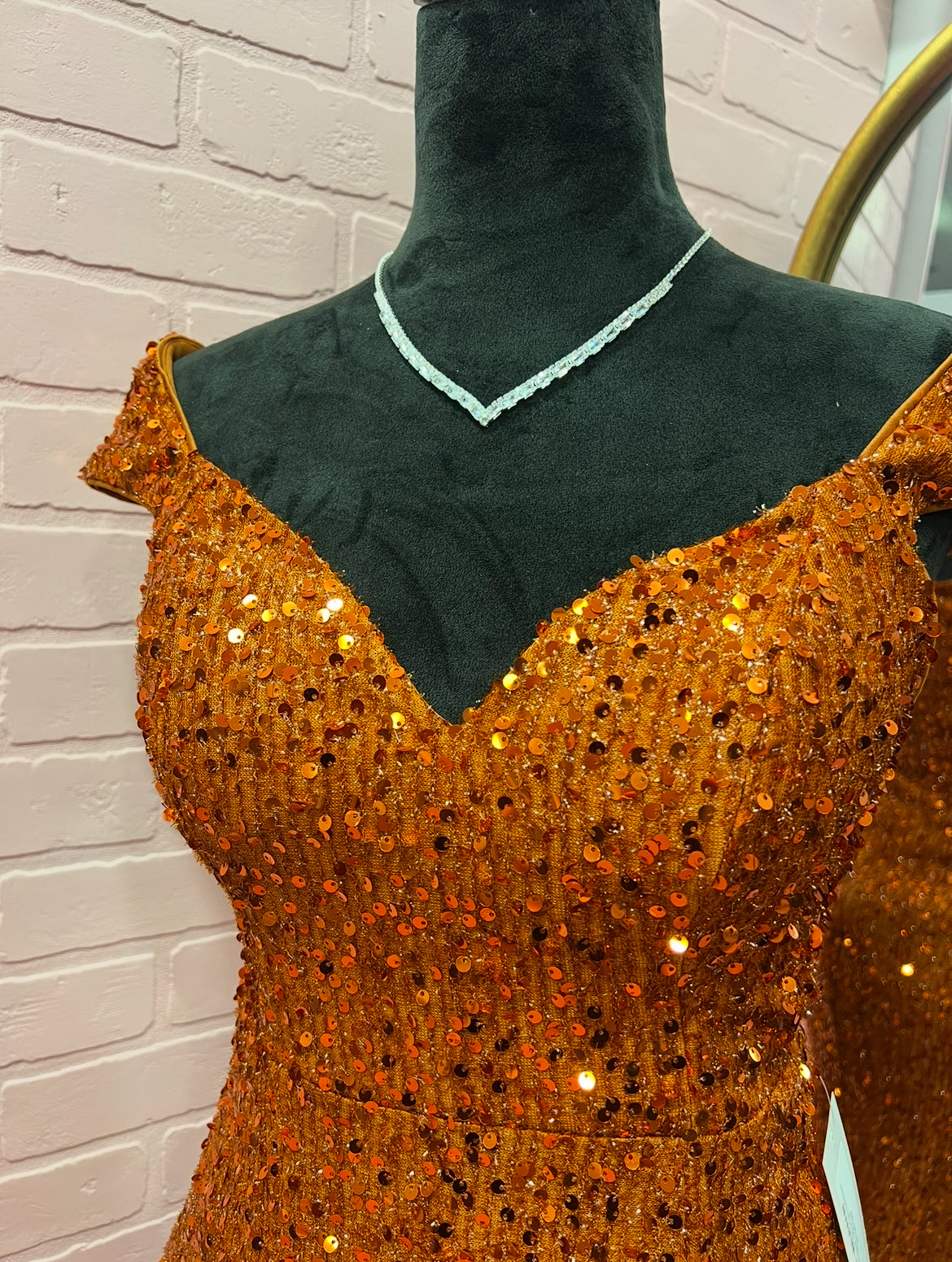 MF21442 Rust Sequin Gown