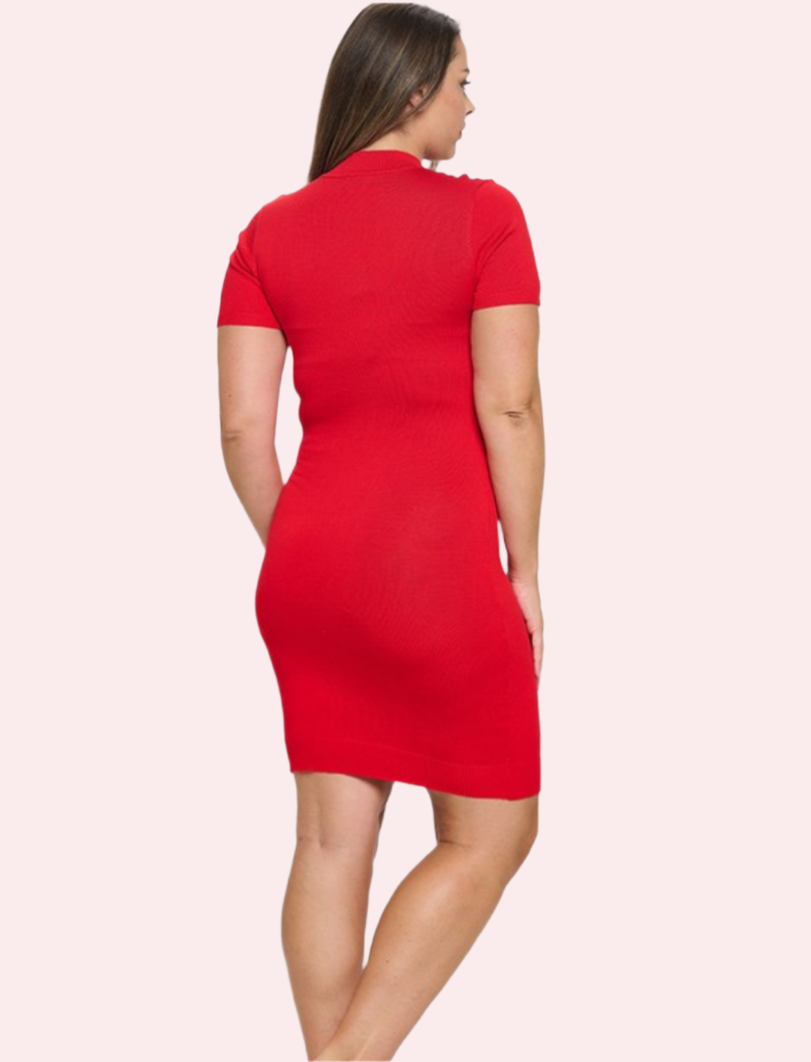 PLUS MOCK NECK RIB KNIT BODYCON DRESS