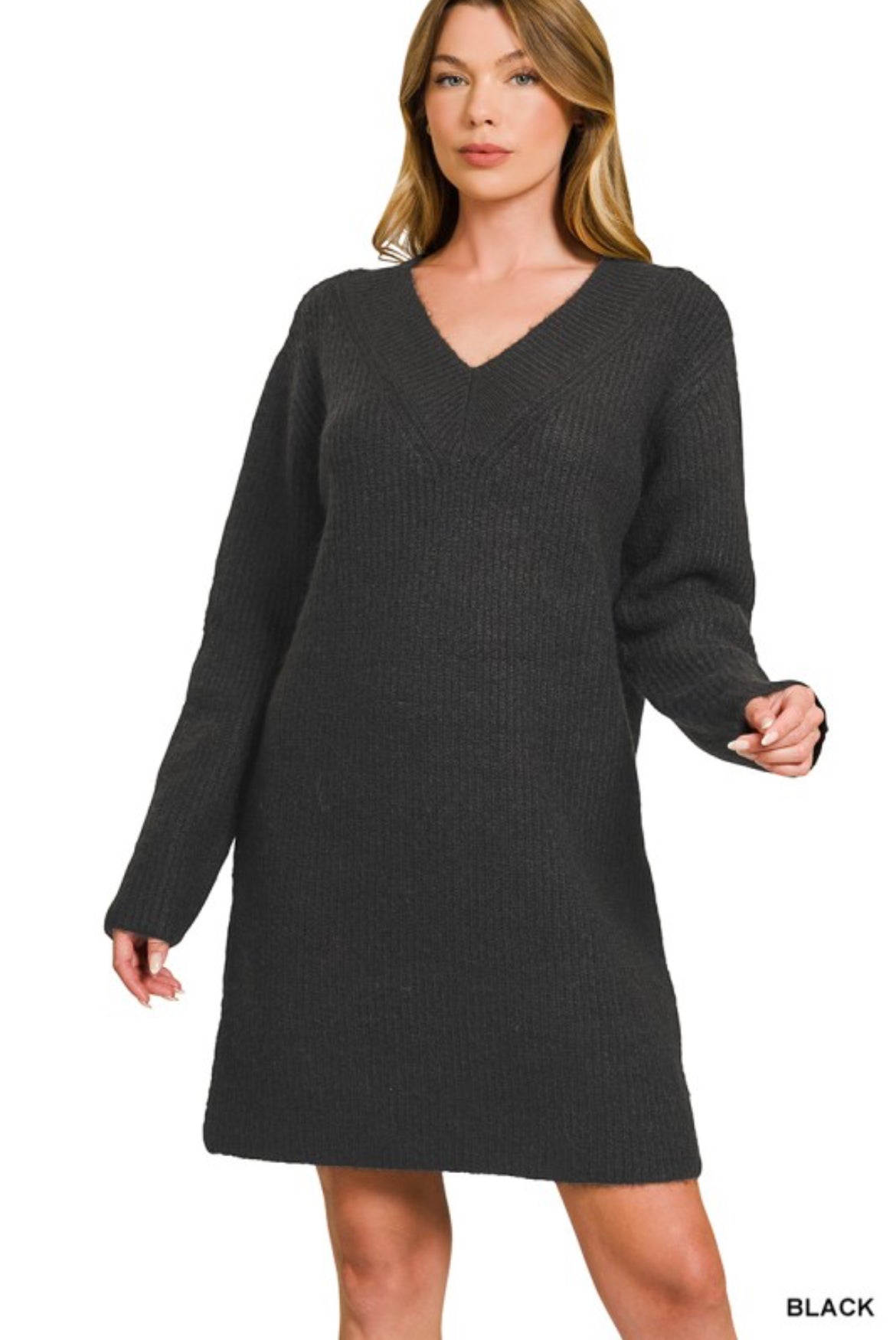 V-neck Sweater Dress