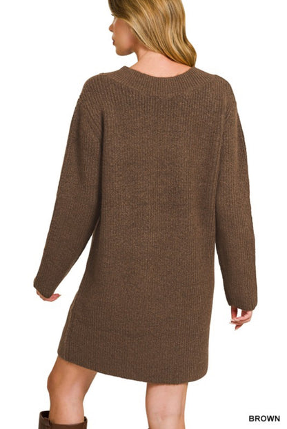 V-neck Sweater Dress