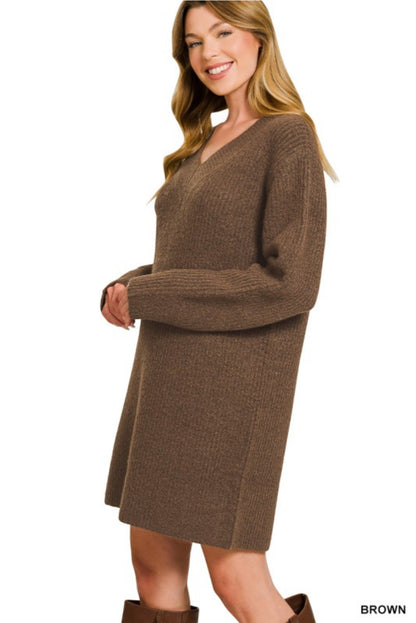 V-neck Sweater Dress