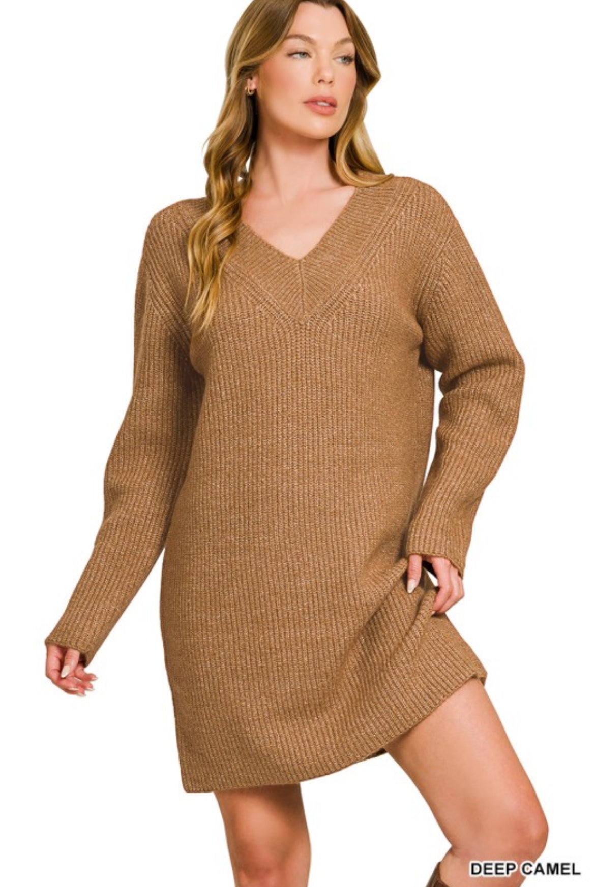 V-neck Sweater Dress
