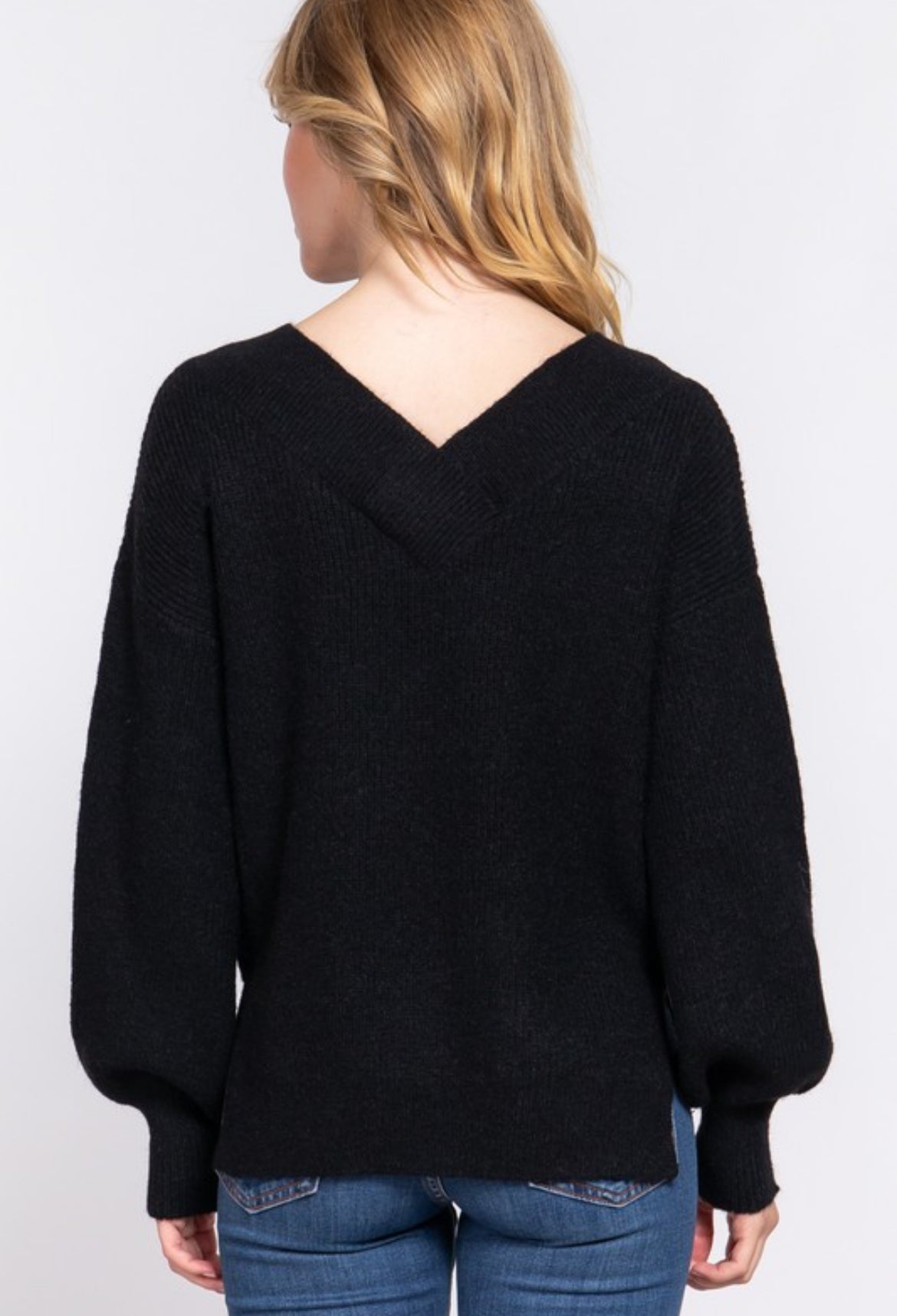 Long Sleeve Double V-Neck Sweater