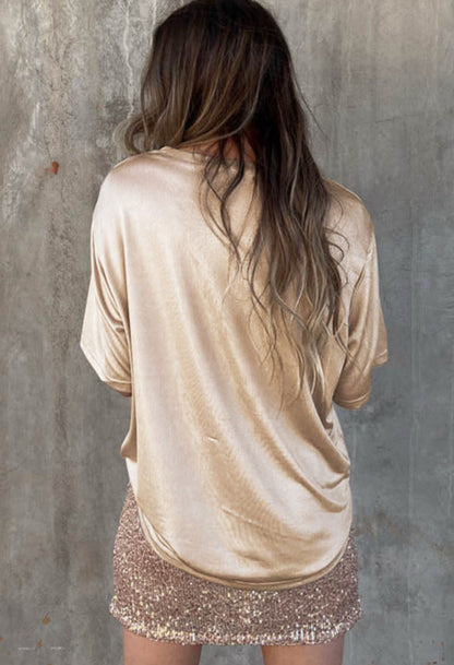 Apricot Chest Pocket Loose Fit Tee