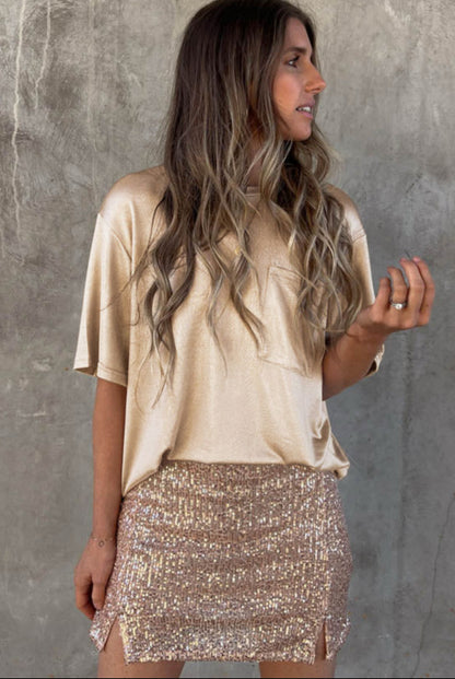 Apricot Chest Pocket Loose Fit Tee