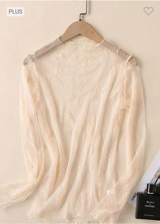 Plus Sheer Lace Top