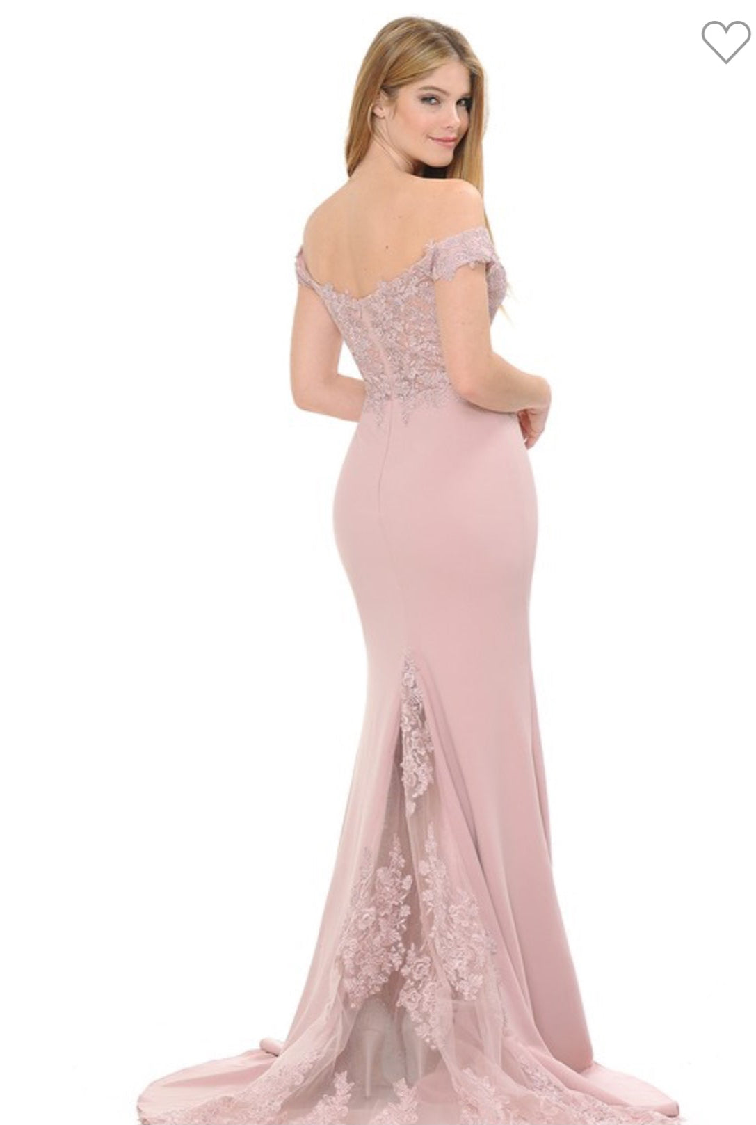 8134 Mauve Off The Shoulder Gown