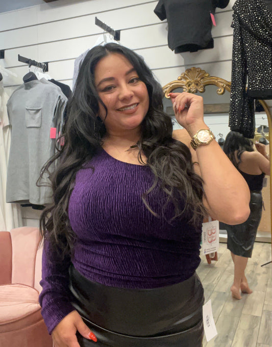 Purple One-sided Crop Top