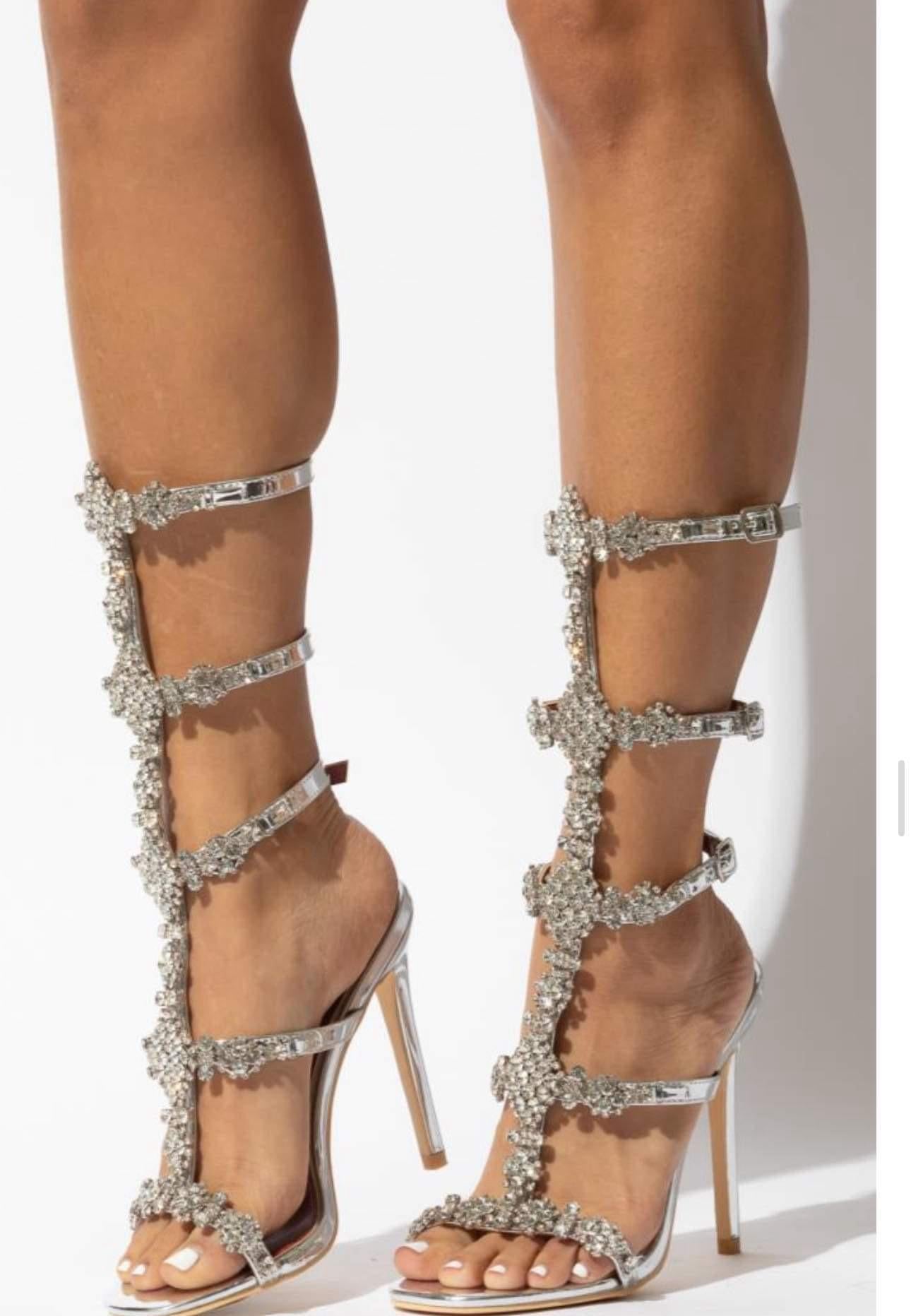 Simmi Silver Gladiator Heels