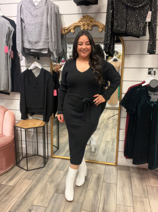 PLUS V-Neck Sweater Dress