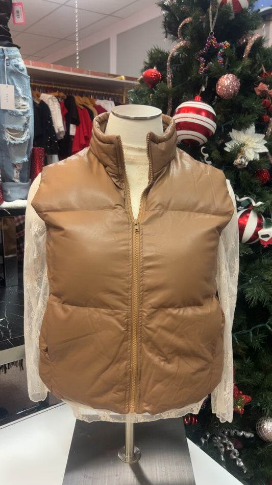 Plus Brown Puffer Vest
