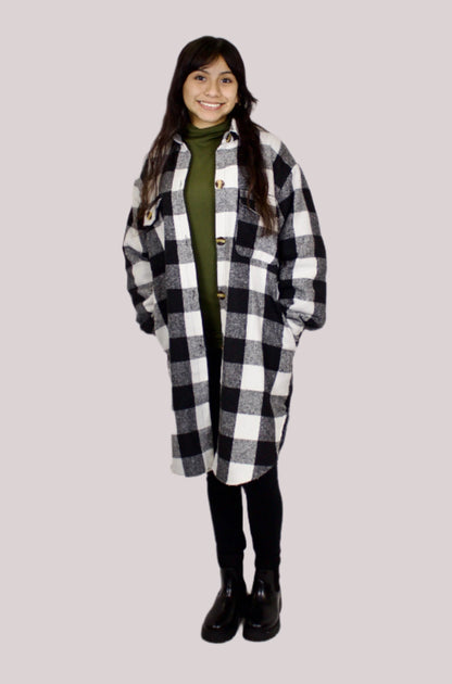 MARISOL PLAID LONG SHACKET