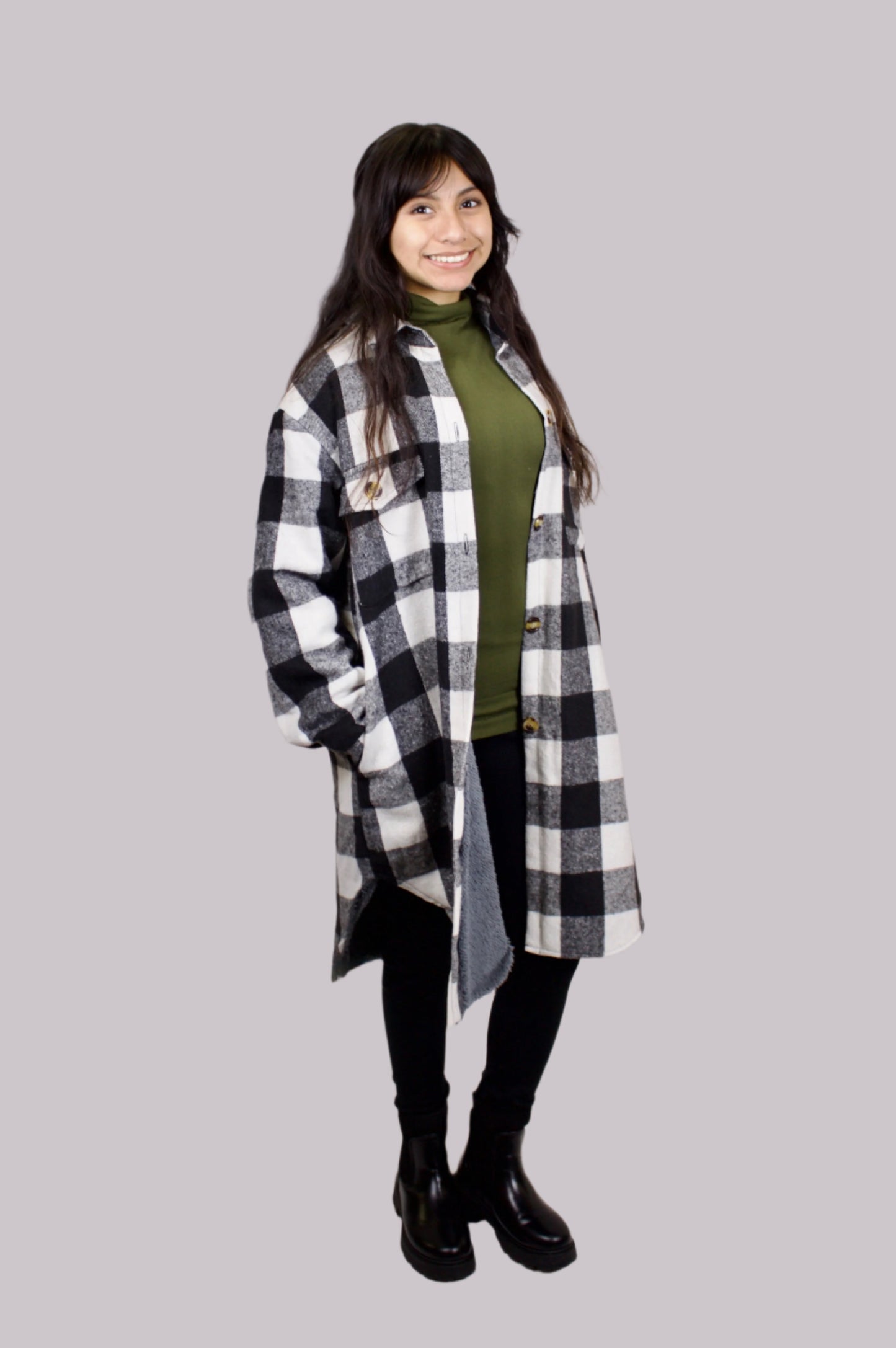 MARISOL PLAID LONG SHACKET