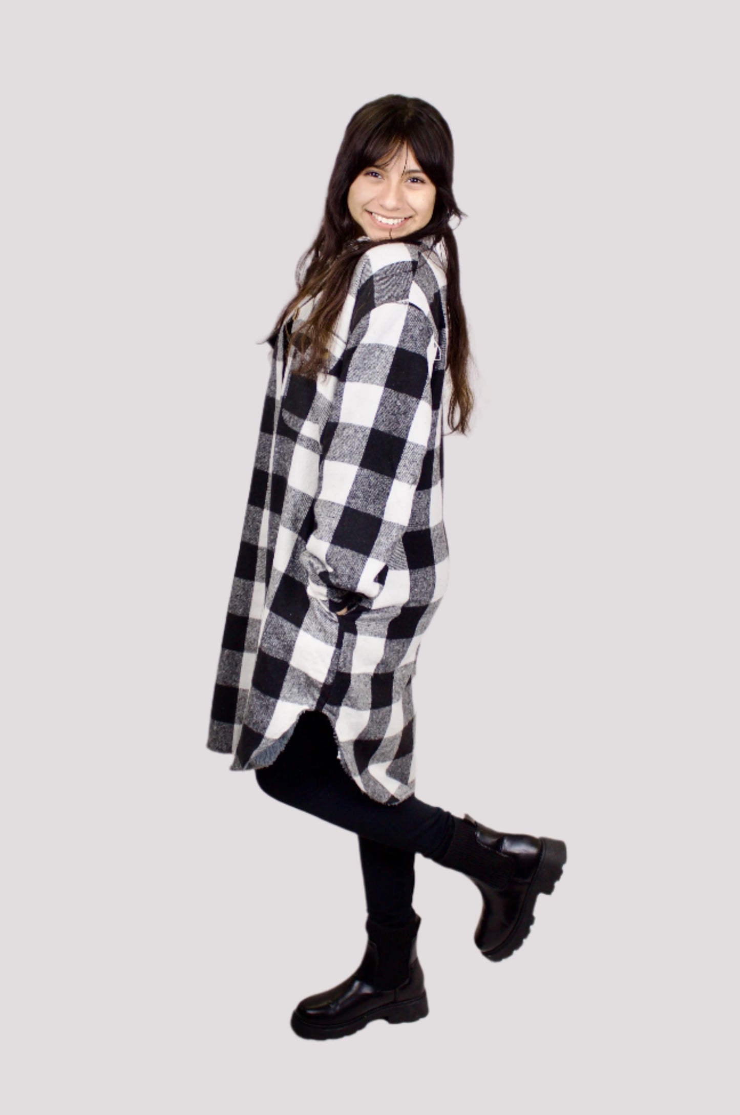 MARISOL PLAID LONG SHACKET