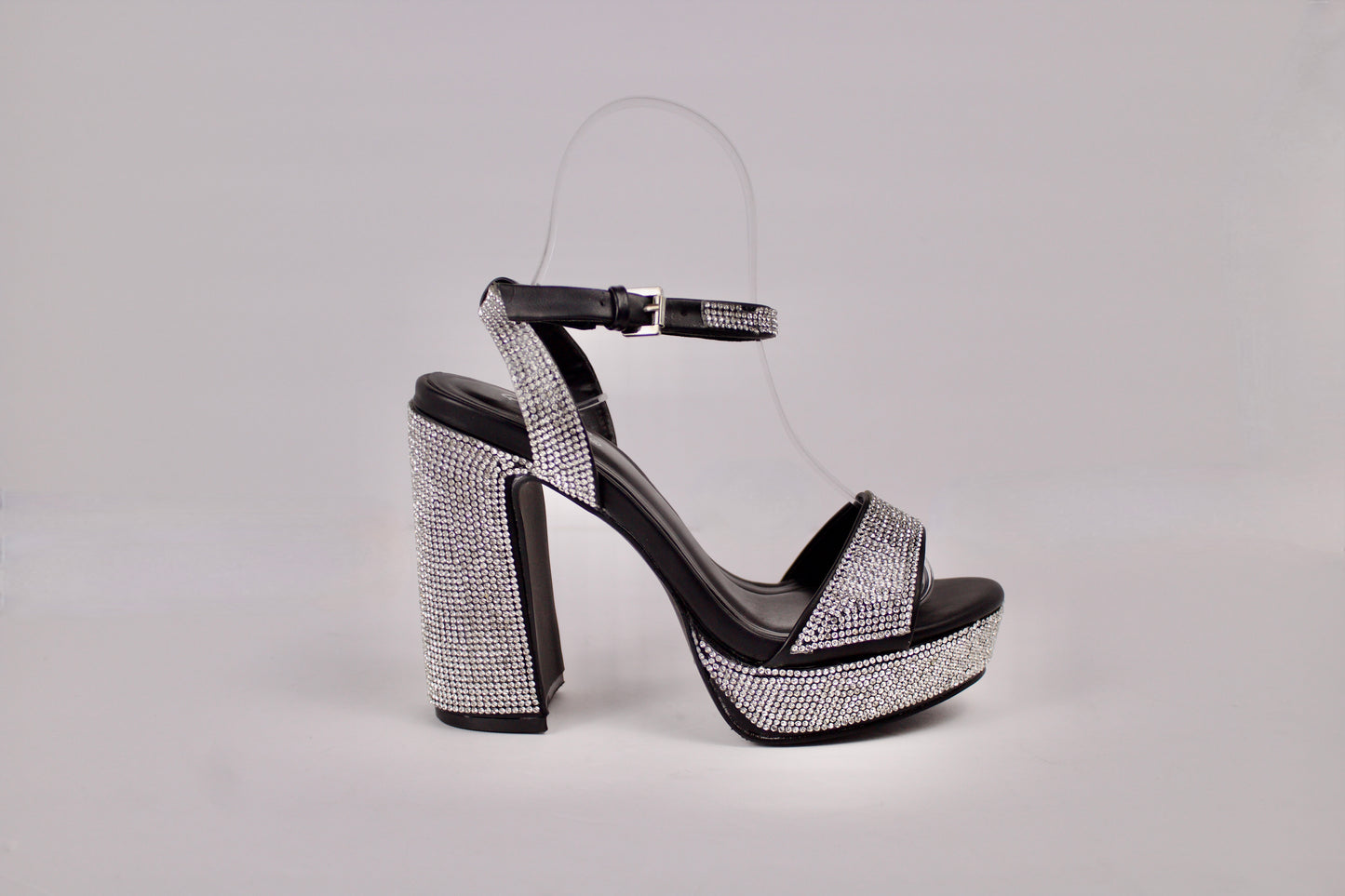 GLAM BABE BLACK/CLR RHINESTONE LIGHTING-60XX HEELS