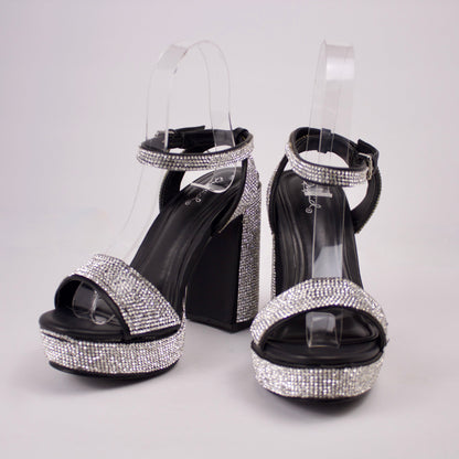 GLAM BABE BLACK/CLR RHINESTONE LIGHTING-60XX HEELS