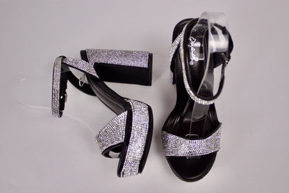 GLAM BABE BLACK/CLR RHINESTONE LIGHTING-60XX HEELS