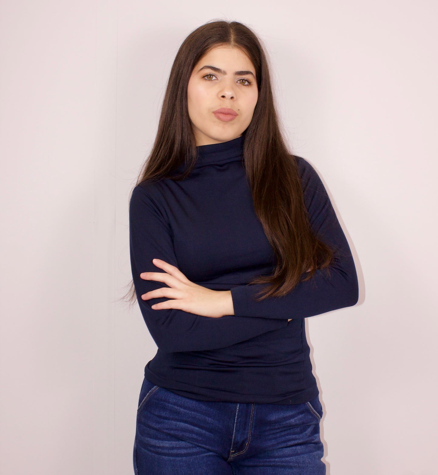 FLEECE MOCK NECK LONG SLEEVE TOP