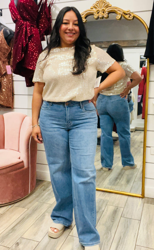 Medium Blue Wash Wide Jeans RS1011