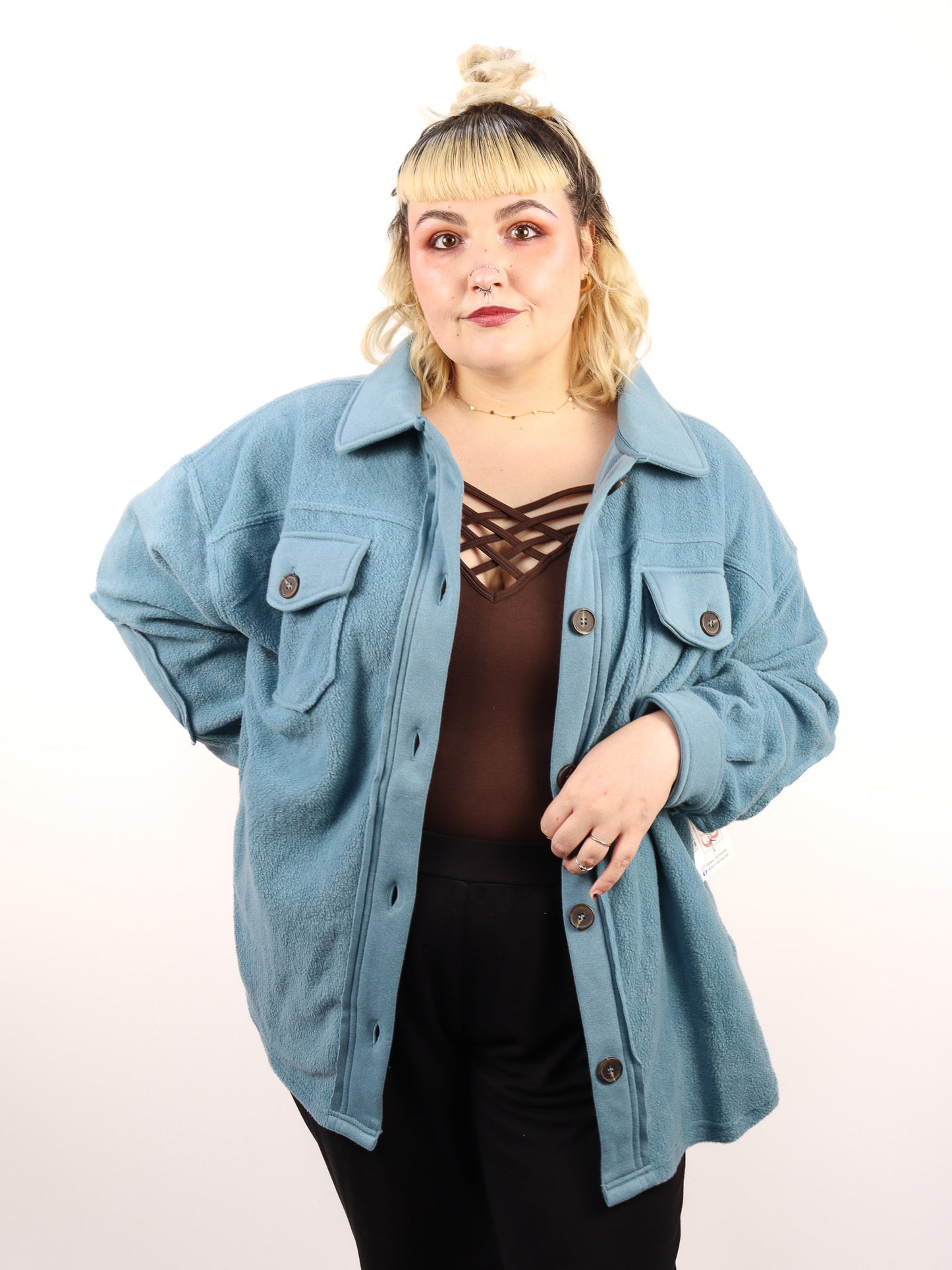 Blue Fleece Shacket