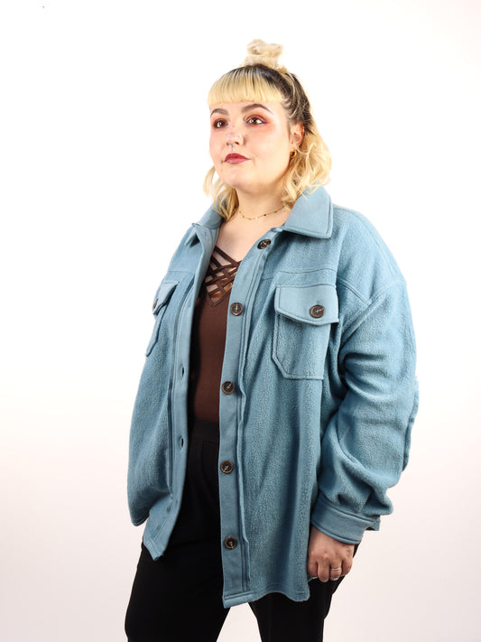 Blue Fleece Shacket
