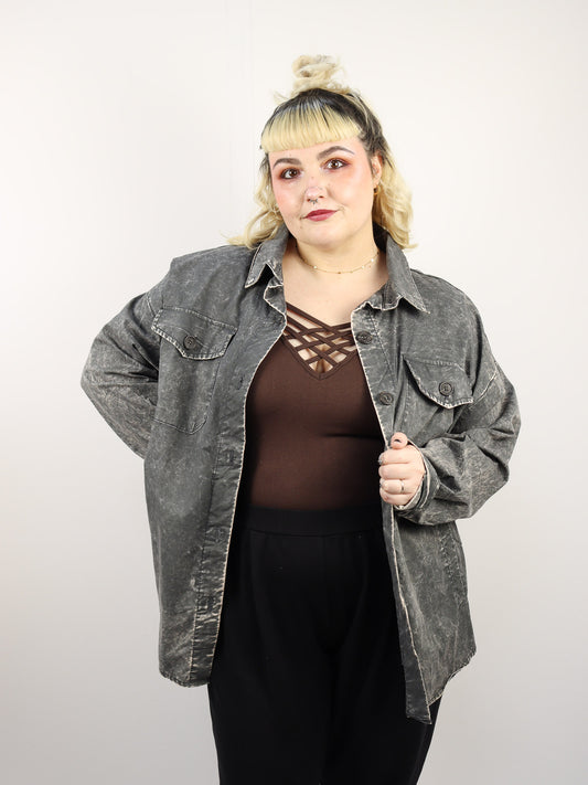 Oversize Stained Shacket Grey Wash
