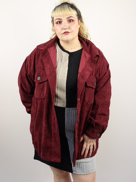 Maroon Corduroy Shacket
