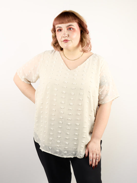 Cream Chiffon V-Neck
