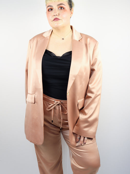 Plus Blush Satin Blazer