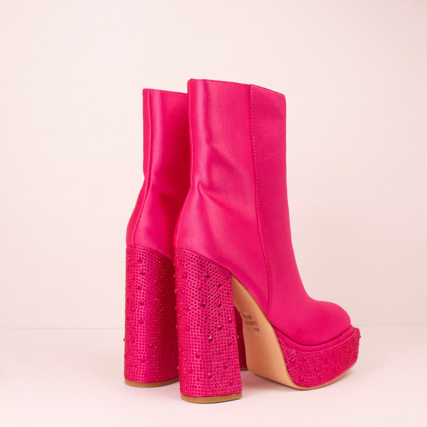 SARIYA-5 FUCHSIA SATIN PLATFORM BOOTS