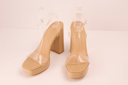 NUDE/CLEAR UPSIDE-21 HEEL