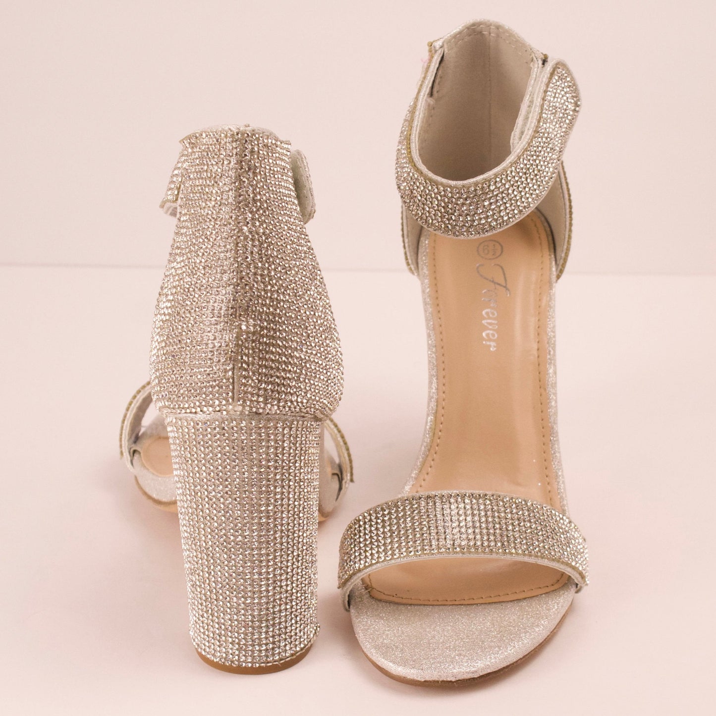 STACY ANKLE HEEL QUALITY-83 SILVER