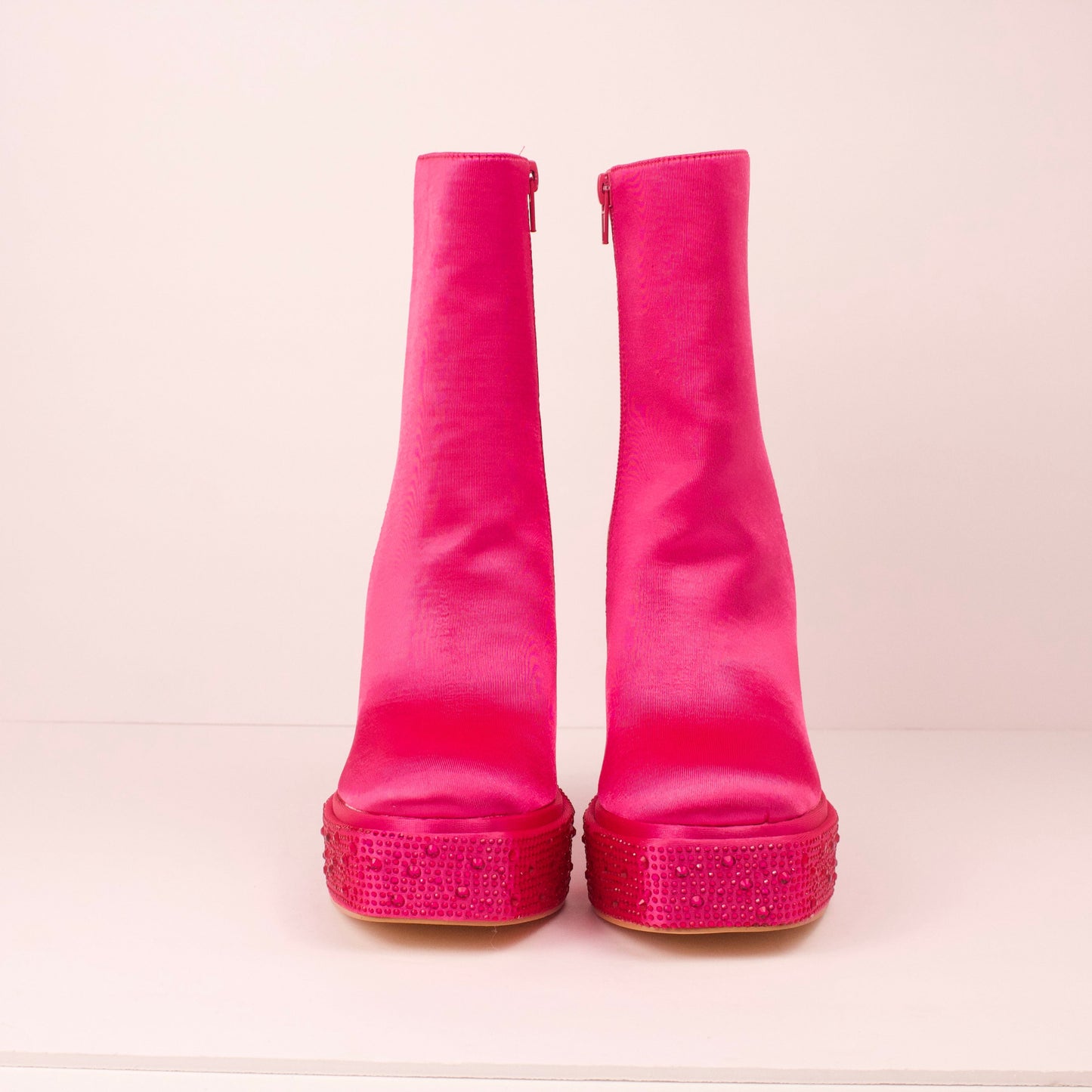 SARIYA-5 FUCHSIA SATIN PLATFORM BOOTS