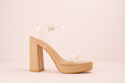 NUDE/CLEAR UPSIDE-21 HEEL